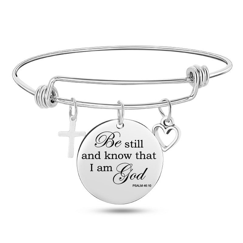 Jesus Christian Bible Scripture Stainless Steel Bangle Bracelet