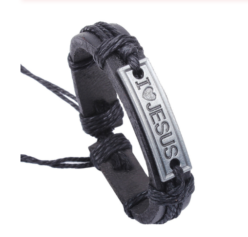 Religious Jewelry Christian I Love Jesus Alloy Leather Bracelet Wholesale Bracelet