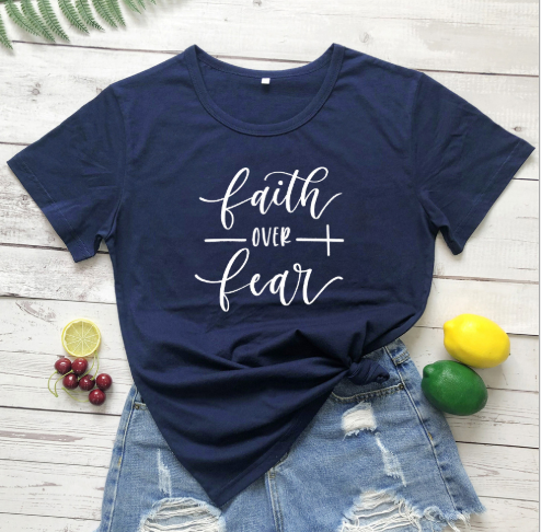 Faith Over Fear Christian T-Shirt Religion Clothing For Women Faith Shirt