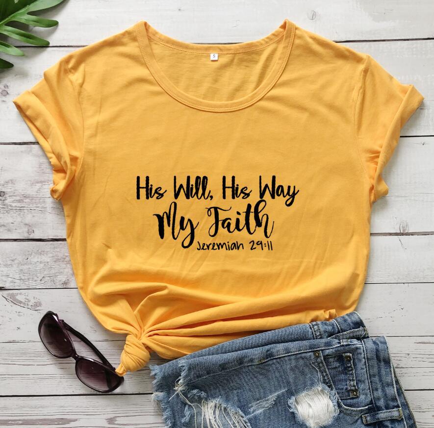 His Will His Way My Faith European And American Alphabet Street Short Sleeve