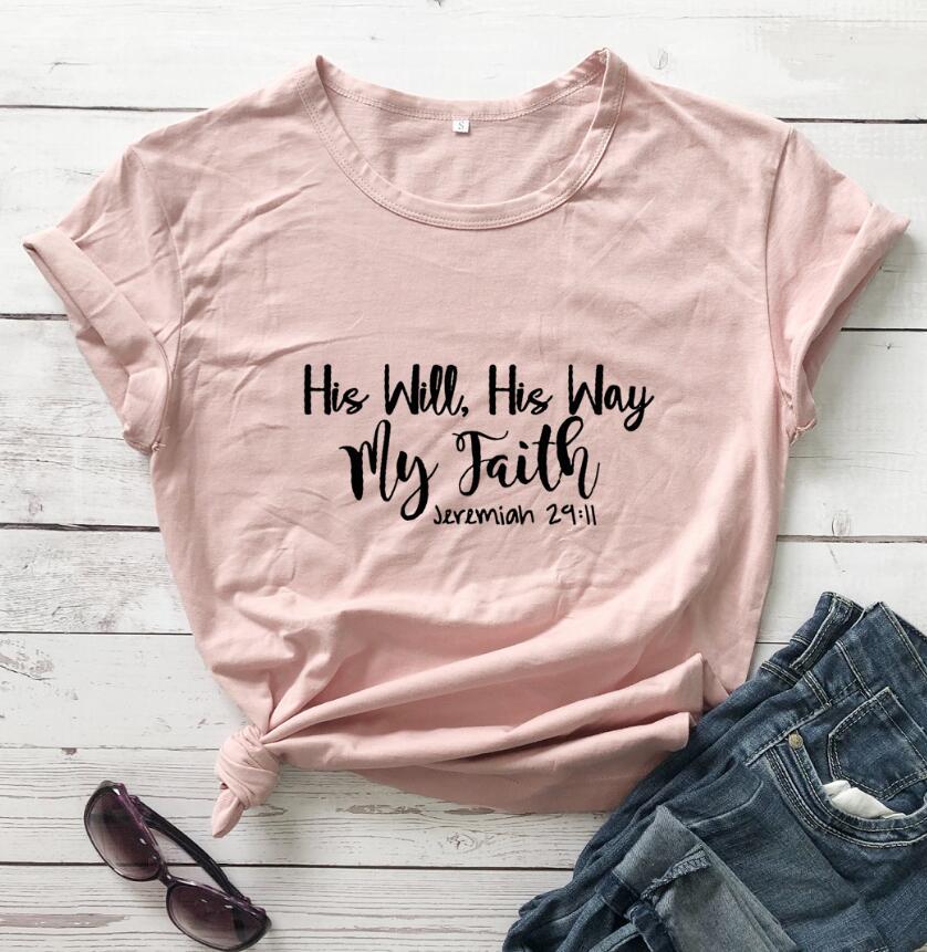 His Will His Way My Faith European And American Alphabet Street Short Sleeve