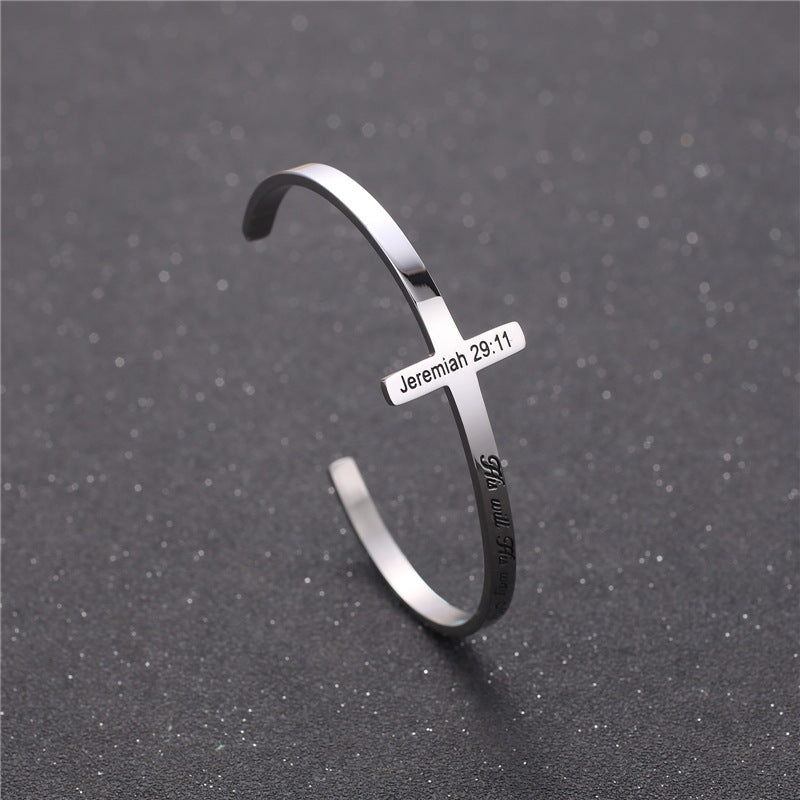 Exclusively For Lettering His Will His Way My Faith Titanium Steel Bracelet Can Be Customized