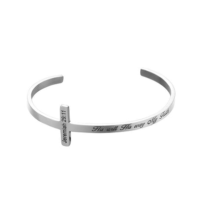 Exclusively For Lettering His Will His Way My Faith Titanium Steel Bracelet Can Be Customized