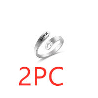 Hollow Cross Double Ring Stainless Steel Engraved Faith Simple Ring