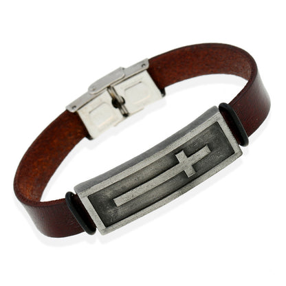 Cross Christian Belt Cowhide Bracelet