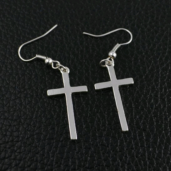 Europe and the United States new earrings simple Christian cross earrings alloy cross show ear hook