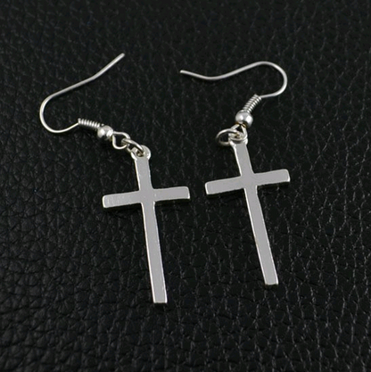 Europe and the United States new earrings simple Christian cross earrings alloy cross show ear hook