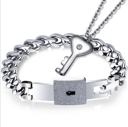 Titanium steel couple bracelet concentric lock fashion bracelet