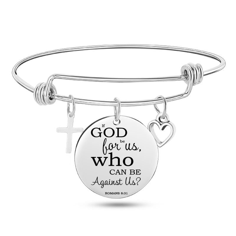 Jesus Christian Bible Scripture Stainless Steel Bangle Bracelet