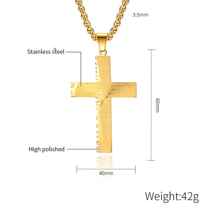 Christian Jesus Cross Necklace Double Men's