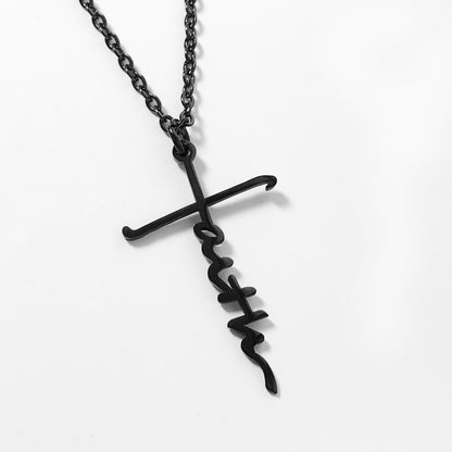 Stainless steel faith letter pendant necklace