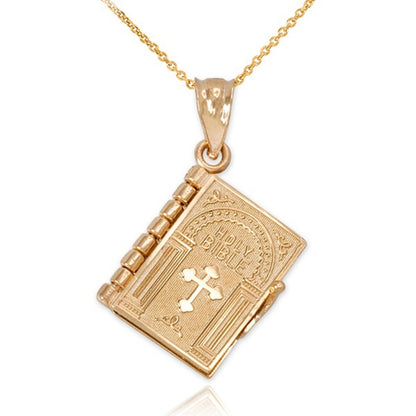 Religion Necklace Openable Holy Bible Book Pendant Necklaces Christian Judaism Catholicism Orthodox Jewelry