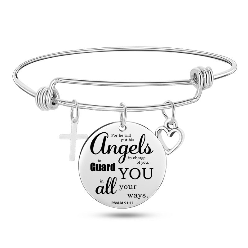 Jesus Christian Bible Scripture Stainless Steel Bangle Bracelet