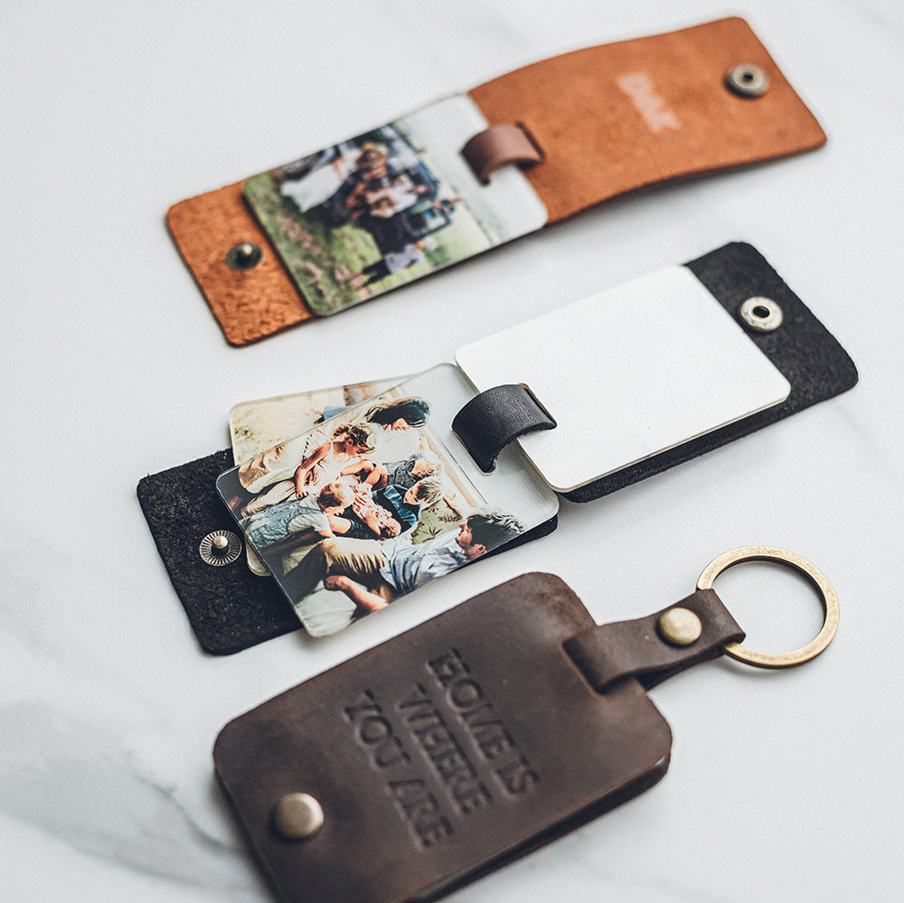 Acrylic Photo Leather Keychain Photo