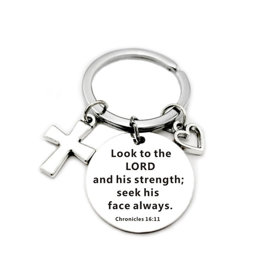 Christian Bible Scripture Pendant Cross Heart Charms Keychain